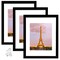 11x14 Picture Frame Set of 3, Made of High Definition Glass for 8x10 with Mat or 11x14 Without Mat, Wall Mounting, Black